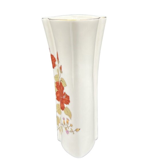 VTG Porcelain 24K Gold Vase 8" Hand Painted Hummingbird Hibiscus Occupied Japan - Picture 6 of 12